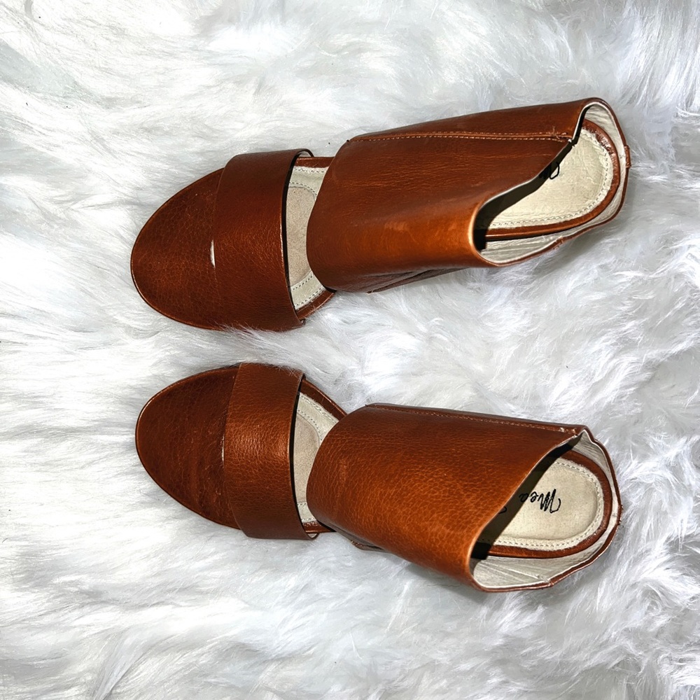 Brown ‘Genuine Leather’ Wedge Heels